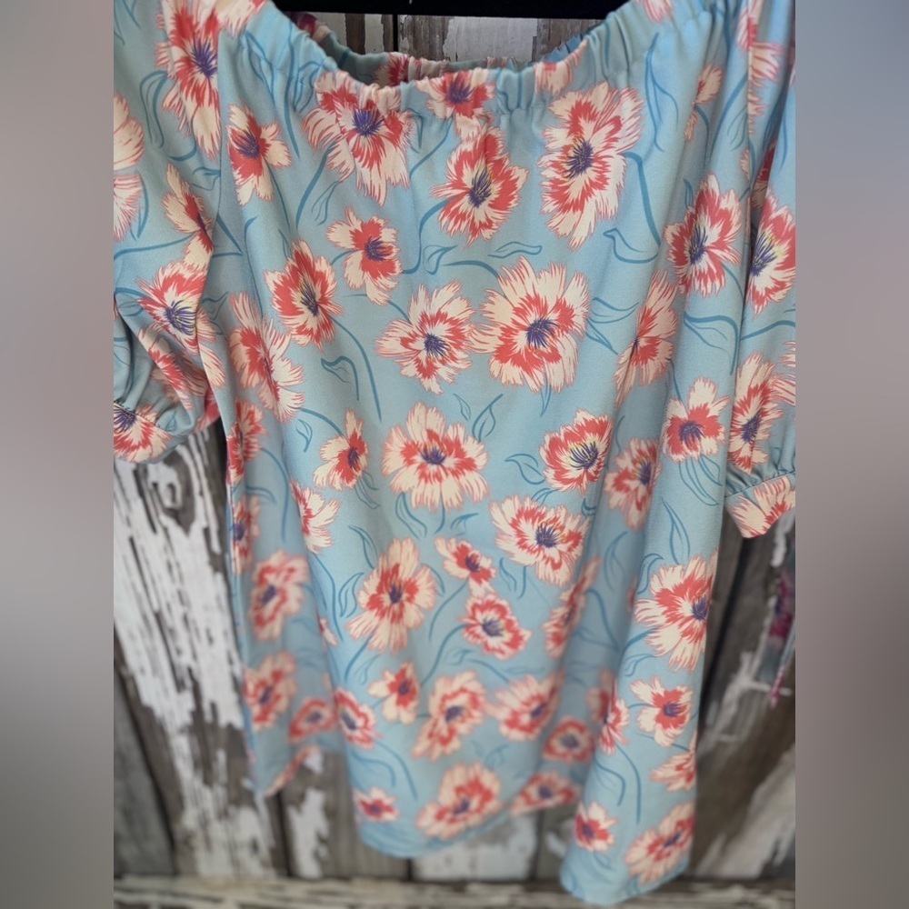 HEYSON Floral Blouse Size Medium Tie Sleeve - Picture 3 of 7
